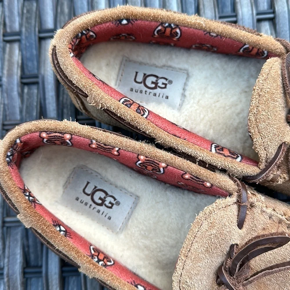 UGG Australia Kids Ryder Jungle Moccasin Slippers - Chestnut